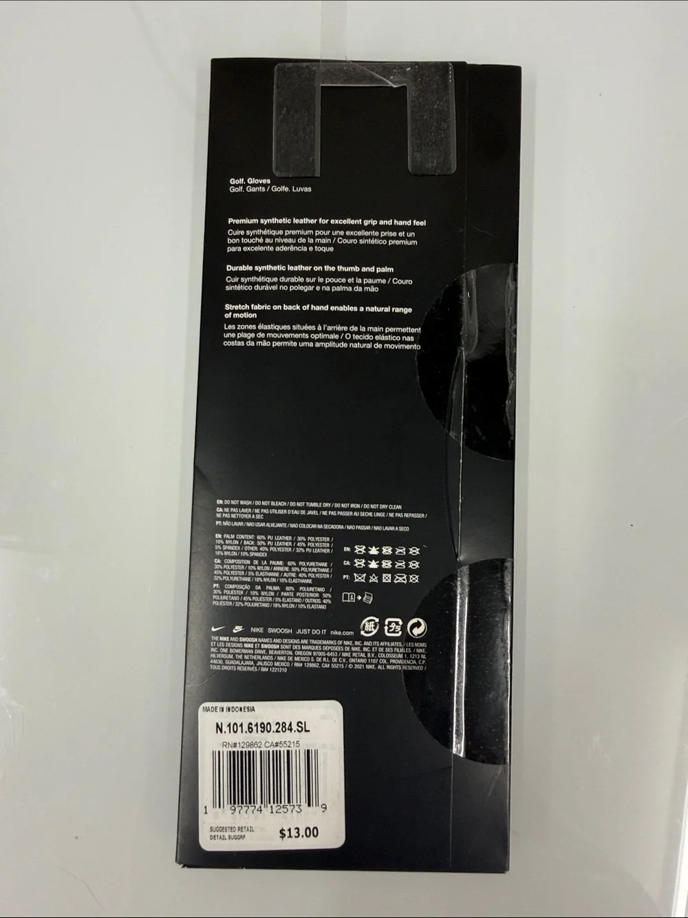 Nike White & Black Dura Feel Golf Glove - Women's Right new